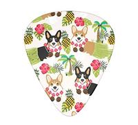 Tropical Flower And Corgi Guitar Plectrums 12 Pieces Set =>> Comfortable In The Hand With Smooth Edges Three Thicknesses To Match
