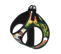 Tropical Flower And Corgi Print Reflective No Choke Pet Vest Harness,Adjustable Soft Padded Dog Harness With Easy Control Handle