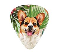 Tropical Flower And Corgi Printed Guitar Pick 12 Pieces Guitar Pick In A Box The Makes Sound Clear Ukulele Electric Acoustic Guitar Bass (0.46 0.71 0.96mm)