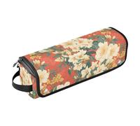 Tropical Flower and Whites Hair Tools Travel Bag and Heat Resistant Mat with Zipper Hair Tools Organizer Storage Bag for Flat Iron Hot Tools and Haircare Accessories Women Essentials Storage