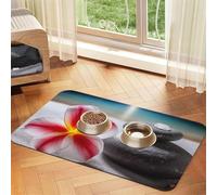 Tropical Flower And Zen Stone Dog Food Mat, Absorbent Pet Feeding Mat For Food And Water Bowls Non-Slip Placement Pad For Floors Waterproof Quick Dry Water Dispenser Mat For Dogs Puppy Cats 16x24 Inch