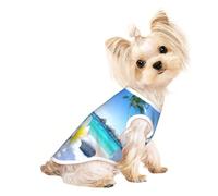 Tropical Flower and Zen Stone print Dog Shirts for Small Dogs Stretchy T-Shirts Lightweight Tank Top Sleeveless Striped Vest