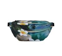 Tropical Flower and Zen Stone Printed Fanny Pack Waist Bag for Men Women, Adjustable Bumbags Hip Bum Bag Travel Crossbody Bags Sports Running Hiking Belt Bag