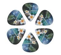 Tropical Flower And Zen Stone Printed Guitar Picks -6 Pcs Guitar Picks Plectrum,Guitar Accessories,Electric Guitar Pick, Bass & Ukulele 0.96mm