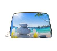Tropical Flower and Zen Stone Toiletry Pouch, Travel-Friendly Makeup Organizer for Makeup Brushes, Lipsticks