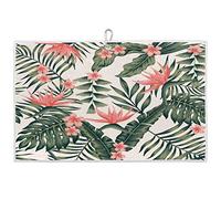 Tropical Flower Floral Golf Towels for Golf Bags for Men Women, Summer Palm Leaves Microfiber Golf Ball Towel with Heavy Duty Carabiner Clip Golf Cleaner Accessories 15 x 24