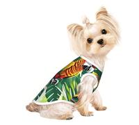 Tropical Flower Leaf Parrot Print Comfortable Pet Vest, Sleeveless Breathable Top, for Small Puppy Kitten Daily Wear