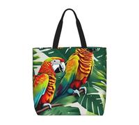 Tropical Flower Leaf Parrot Print Tote Bag For Womenshoulder Reusable Shopping Casual Travel Summer Beach Bags