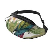 Tropical Flower Leaf Parrot Printed Personalized Waist Bag, Lightweight and Versatile Crossbody Bag for Everyday and Outdoor Adventures