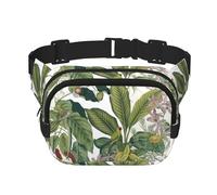 Tropical Flower Leaf Parrot Square Double-Layer Waist Bag Chest Bag Crossbody Bag Running Travel Hiking Waist Bag