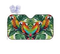 Tropical Flower Leaf Parrot Sun Shade - Folding Car Front Window Sunshade for Cars SUV Trucks,Max UV Blocking and Keep The Vehicle Cool