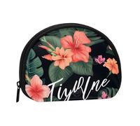 Tropical Flower Palm Leaves Prints Coin Purse Shell Mini Pouch Wallet Change Bag for Women Girls Kids