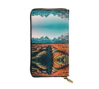 Tropical Flower Parrot Leather Wallets for Women Man, Wallets Large Billfold with 12 Card Slots,Wallet Passport wallet, Travel Mountain Sunset, One Size