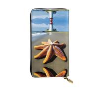 Tropical Flower Parrot Leather Wallets for Women Man, Wallets Large Billfold with 12 Card Slots,Wallet Passport wallet, Starfish Lighthouse Beach, One Size