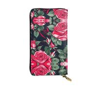 Tropical Flower Parrot Leather Wallets for Women Man, Wallets Large Billfold with 12 Card Slots,Wallet Passport wallet, Rose Flower Floral, One Size