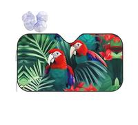 Tropical Flower Parrot Print Car Windshield Sun Shade, Sun Visor With Suction Cups For Most Vehicles