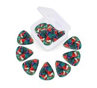 Tropical Flower Parrot print Guitar Picks 12 Pack, Mixed (0.46-0.96mm) with Storage Case for Guitar,ukulele