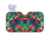 Tropical Flower Parrot Sun Shade - Folding Car Front Window Sunshade for Cars SUV Trucks,Max UV Blocking and Keep The Vehicle Cool