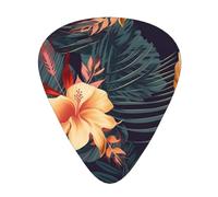 Tropical Flower Pattern 12 Pcs Guitar Picks, 0.46mm/0.71mm/0.96mm Thickness, Guitar Plectrum With Storage Case For Acoustic-Electric Guitar Ukulele Bass
