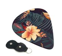 Tropical Flower Pattern Guitar Plectrums, 6 Guitar Plectrums, Double Sided Printing, For Acoustic Guitar, Bass, Ukulele, Electric Guitar (0.46 Mm 0.71 Mm 0.96 Mm)