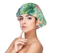 Tropical Flowers and Fruits Adult's Satin Sleeping Cap - Women's Elastic Sleep Bonnet, Adjustable Overnight Hair Cover for Hairstyles Black, Black, One Size, Black, One Size