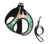 Tropical Flowers And Fruits Print Harness Leash Set For Cats And Dogs, Reflective Adjustable, Soft Breathable Mesh Vest With Escape-Proof Lead, For Small Pets And Kitten Puppies