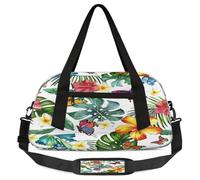 Tropical Flowers Butterflies Pattern Kids Travel Duffle Bag Weekender Overnight Bag for Boy Girls Carry On Travel Bag Workout Duffel Bag