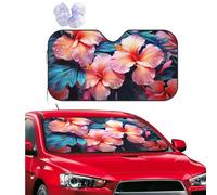 Tropical Flowers Car Windshield Sun Shade,Foldable Front Window Sun Visor Protector Uv Reflective Windshield Sunshade Covers Universal Car Accessories 55x29.9 Inch