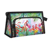 Tropical Flowers Flamingos Bird Travel Toiletry Bag for Women Men Girls Boys Multifunctional Makeup Pouch Bag Wash Toiletries Cosmetic Organizer Shower Bag