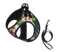 Tropical Flowers Frangipani Hibiscus Nature,Pet Harness,Adjustable Reflective Dog Harness,Pet Leash Vest,M