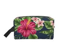 Tropical Flowers Frangipani HibiscusMakeup Trave Bag for Women,Cosmetic Large Capacity Organizer