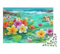 Tropical Flowers in Water Jigsaw Puzzles Puzzles for Adults Kids. 1000 Piece Impossible Challenge Toy Educational Game Home Decoration for Adults& Kids Age 14 Years Up 70x50cm/1000pcs