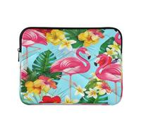Tropical Flowers Pink Flamingos Computer Case for Laptop, Protective Padded Computer Bags for Laptops 15.6 Inch for Women
