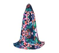 (Tropical Flowers) Print Hooded Cape For Teenagers Costume Party, Halloween Hooded Cape Soft and Elastic,L