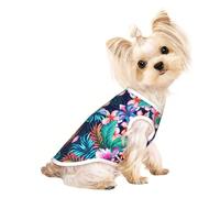Tropical Flowers Print Lightweight Dog Vest, Cat Sleeveless Shirt, Breathable Mesh Design for Summer Walking and Play