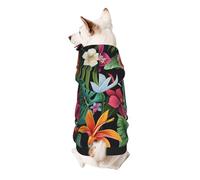 Tropical Flowers Printed Dog Hoodie Soft Dog Sweatshirt Cute Cat Dog Clothes for Small Dogs Kitten Puppy, XS