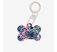 Tropical Flowers Printing Cute Acrylic Dogs Tag Double Side Bone Shap Id Tags with Keychain for Pet Crafts Decorations