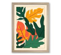 Tropical Foliage Botanical Framed Wall Art Print A1 (84.1×59.4cm) Oak, Wall Decor for Living Room, Bedroom, Office & Home, Ready to Hang, Art Gift