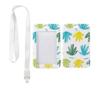 Tropical Foliage Card Holder with White Lanyard, Golf Card Holder, Vertical ID Cards Protector for School, Vertical Name Badges Protector for Student, Bus Driver Accessories Paramedic Accessories