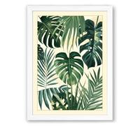 Tropical Foliage Study Botanical Framed Wall Art Print A2 (59.4×42cm) White, Wall Decor for Living Room, Bedroom, Office & Home, Ready to Hang, Art Gift
