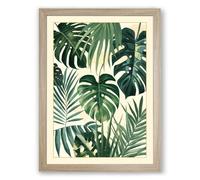 Tropical Foliage Study Botanical Framed Wall Art Print A3 (42×29.7cm) Oak, Wall Decor for Living Room, Bedroom, Office & Home, Ready to Hang, Art Gift