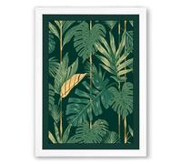 Tropical Foliage Study Botanical Framed Wall Art Print A4 (29.7×21cm) White, Wall Decor for Living Room, Bedroom, Office & Home, Ready to Hang, Art Gift