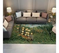 Tropical Forest-Battling Tiger and Buffalo Living Room Rugs 120x180cm Henri Rousseau Paintings Print Area Rug Washable Non Slip Low Pile Thin Non Shedding for Under Coffee Table Home Office Entryway
