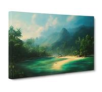Tropical Forest Beach Vol.2 Canvas Print | Gallery Wrapped 30mm Frame Wall Art | 30x20 inches | Ready to Hang | Coastal Seascape Picture | Living Room Bedroom Lounge Office