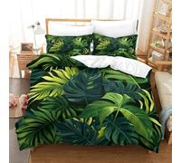 Tropical Forest Leaves Comforter Set Full Size Bedding Set for Teens Boys Girls 3Pcs Breathable Quilt Set Jungle Theme Duvet Cover Set Ultra Soft Bedclothes, Easy Care Durable Double（200x200cm）
