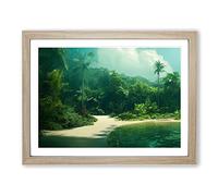 Tropical Forest Vol.1 Framed Print | A2 Oak Framed Wall Art | Ready to Hang | Modern Landscape Picture | Living Room Bedroom Lounge Office