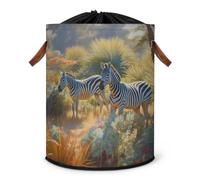 Tropical Forest Zebra Laundry Hamper Large Laundry Basket Foldable Clothe Hamper Storage Organizer Bin with Drawstring Lid Boxes for Bedroom Bathroom Room