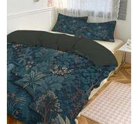 Tropical Forests Rivers Duvet Cover Sets - Reversible Microfiber Super King Blue Quilt Cover with Zipper Closure, Anti Allergy 3 Piece Plants Illustrations Bedding Set 260x220 cm with 2 Pillowcases