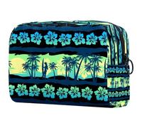 Tropical Frangipani Green Hawaii Cosmetic Bag for Women, Travel Toiletries Bags Large Makeup Handy Pouch Organiser Bag with Zipper