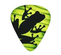 Tropical-Frog-Shadow-On-Leaf 12 Pack Guitar Picks With 3 Thicknesses And Storage Box, Abs Plectrums For Electric Bass Guitar Players